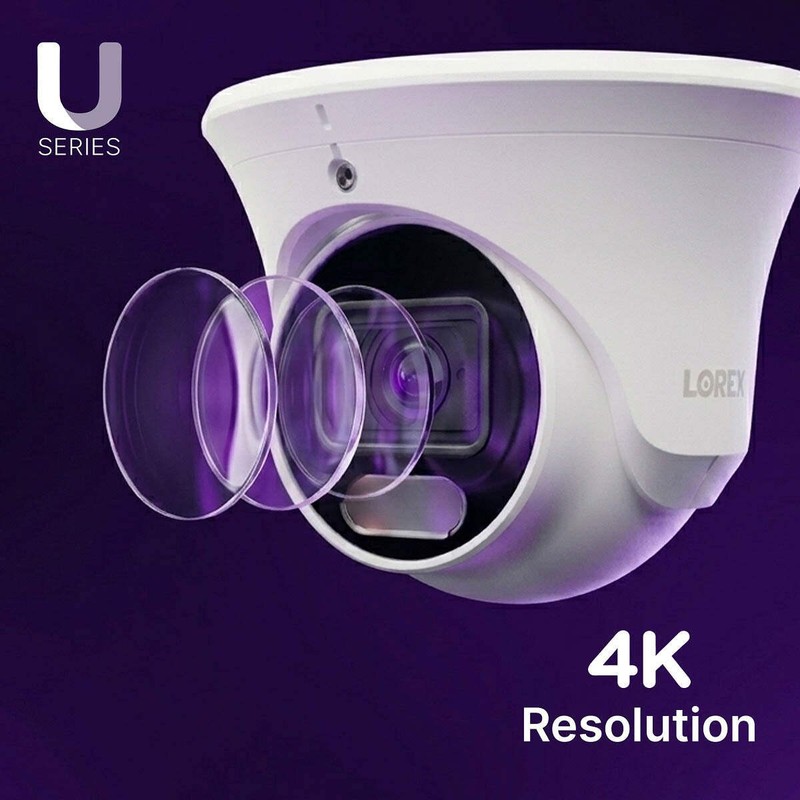 Lorex Connect U3 4K PoE Turret Camera with Red & Blue Deterrence Lights gallery