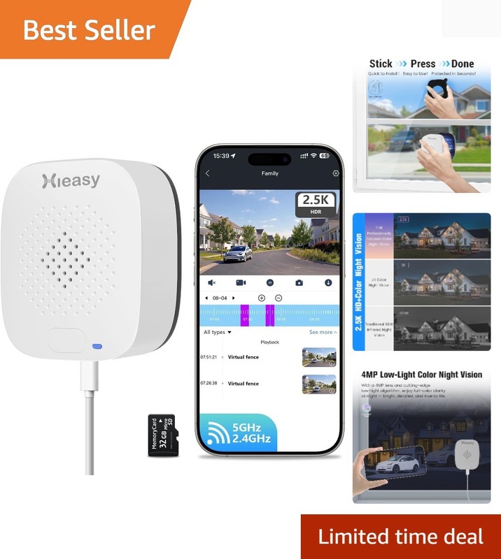 4MP 2.5K Window Camera, No Monthly Subscription, Full Color Night Vision, AI …