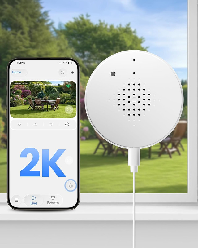 2K Window Camera, Wifi 6 Indoor Camera for Home Security, Full-Color Night Visio
