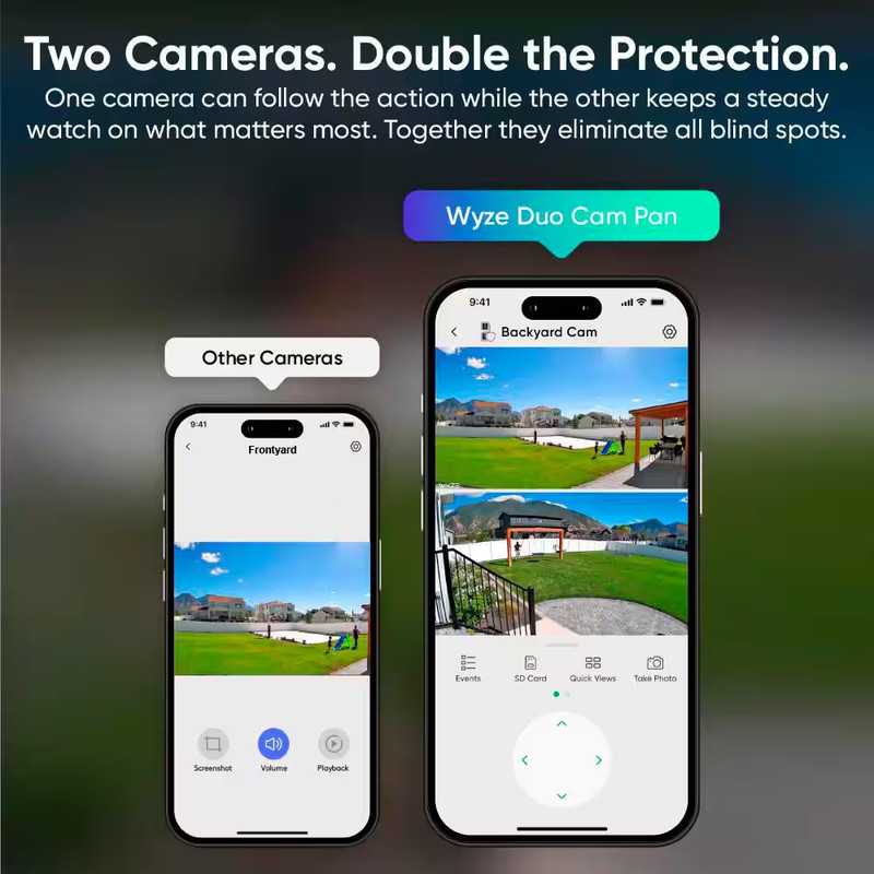 Pan Cam Duo, Dual Cam Indoor/Outdoor, Plug-In 2K Security Camera with Pan/Tilt/Z gallery