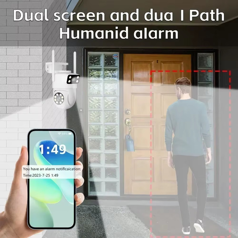 8MP 4K Dual Lens PTZ WIFI Camera Outdoor Full HD Dual Screen Security Video Surv gallery