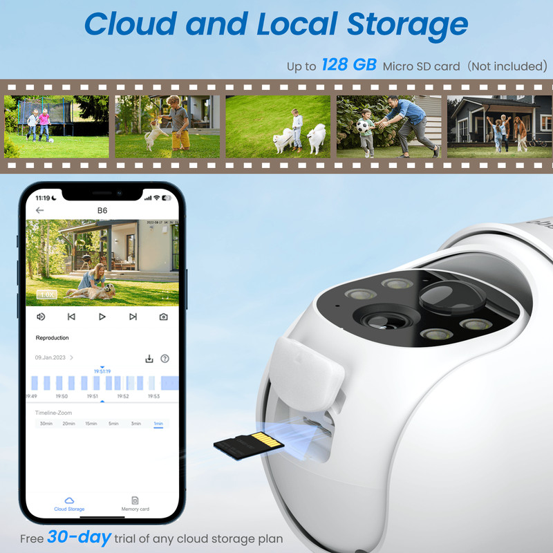 Cinnado 2K WiFi Solar Wireless Security Camera,Color Night Vision AI Detection gallery