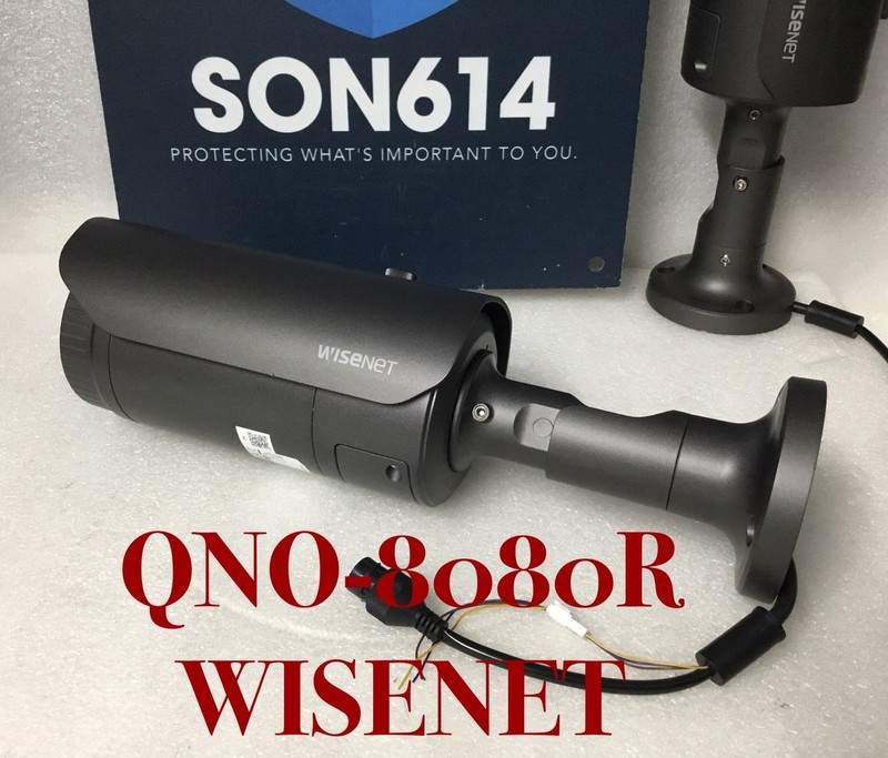 Wisenet QNO-8080R Bullet IP Camera W/5MP 3.2-10mm WeatherProof (SN:1TQM) TESTED!