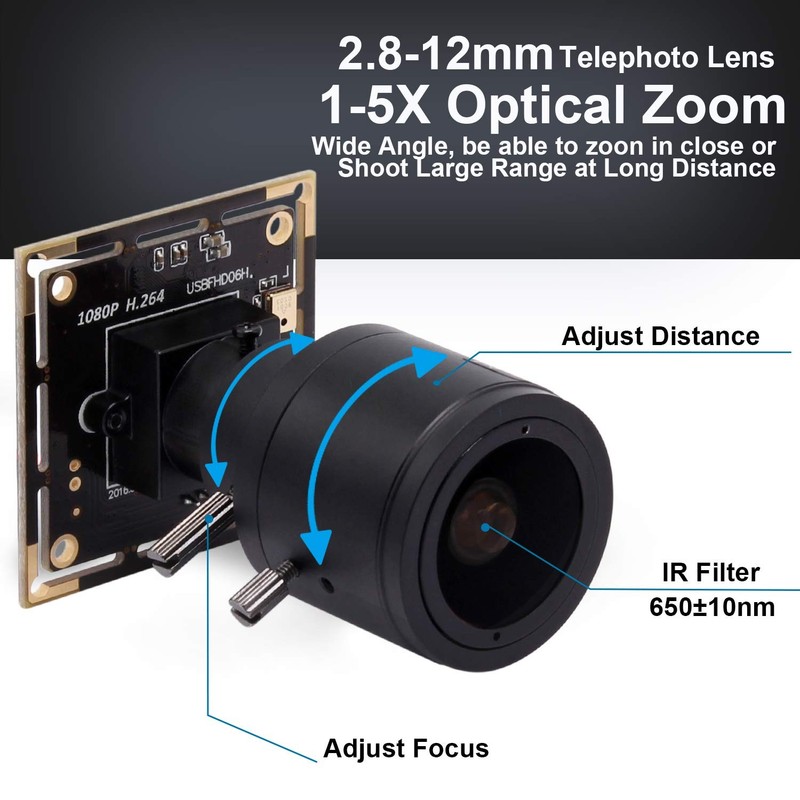 1080P USB Module with Microphone, 2.8-12mm Zoom Lens, 0.01 Low Light for Surv... gallery