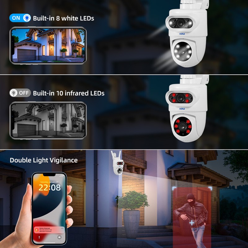 KERUI 10MP 5K Camera HD Dual Lens WiFi IP Outdoor Tuya Smart PTZ Wireless CCTV gallery