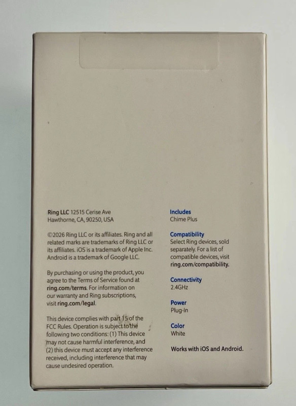 Ring Chime Plus Clear Audio Alert System White NEW FAST FREE SHIPPING!!! gallery
