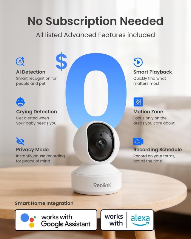 REOLINK Indoor Security Camera, E1 Pro 4MP HD Plug-in WiFi Camera for Home Secur gallery