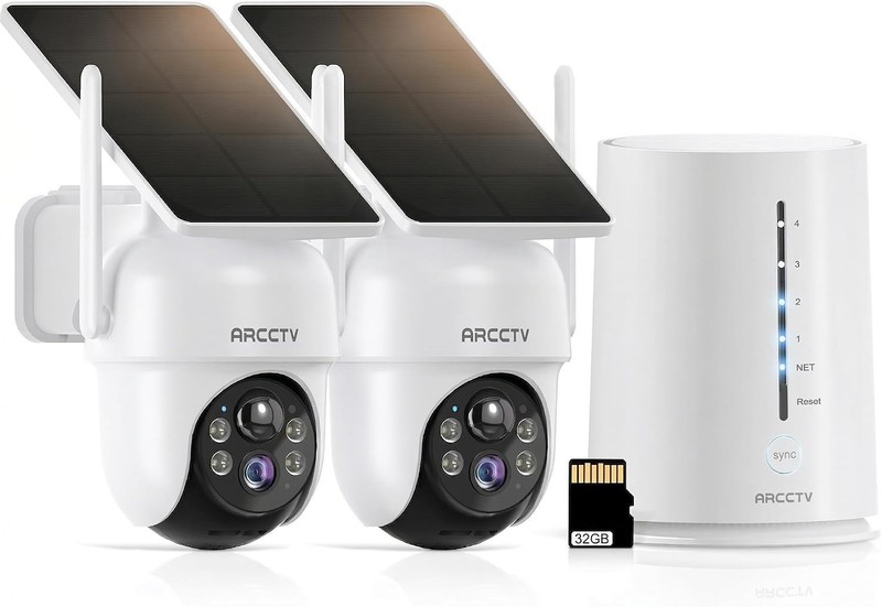 2K Solar Security Cameras Wireless 2 Pack ARCCTV