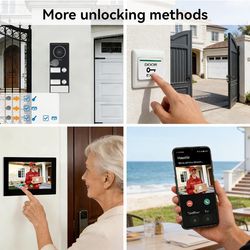 Smart Home Video Intercom System,Wired Video Doorbell with 2X 7-inch Touch Sc... gallery