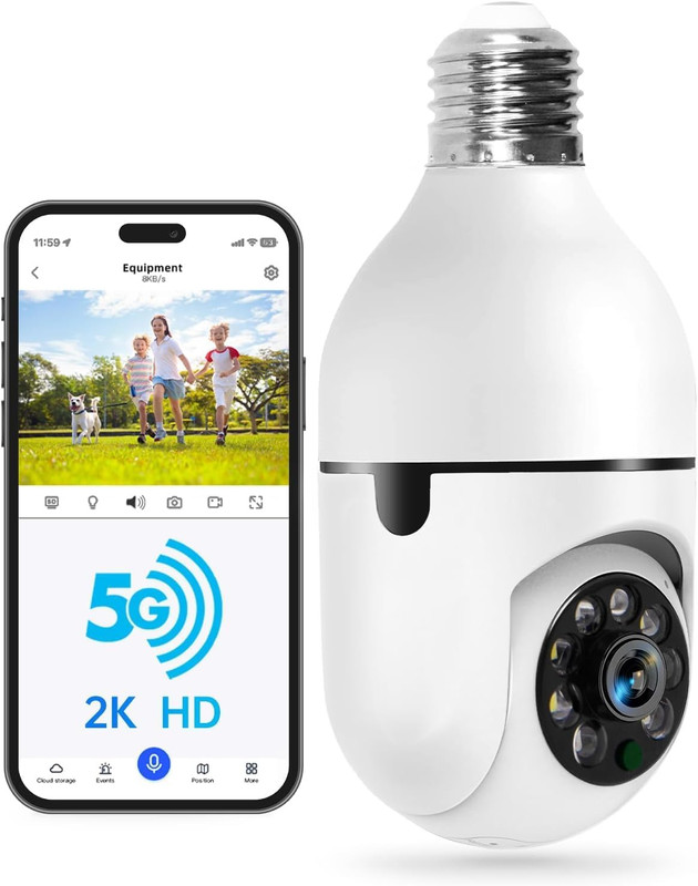 Light Bulb Security Camera -5G& 2.4Ghz Wifi 2K Security Cameras Wireless Outdoor gallery