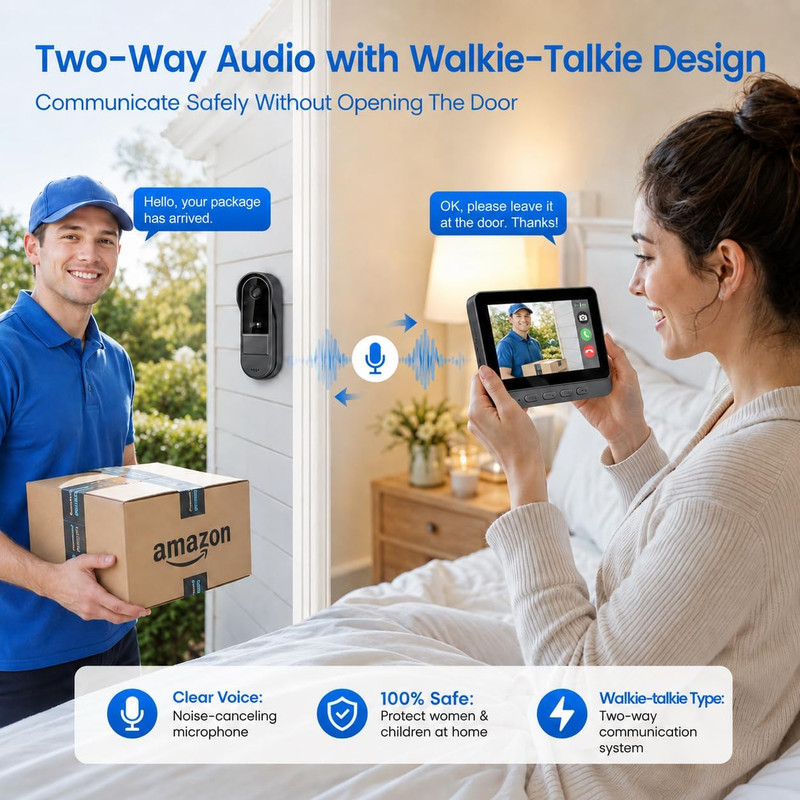 Wireless Doorbell Camera No Subscription No Wifi/App Needed for Home/Apartment/S gallery