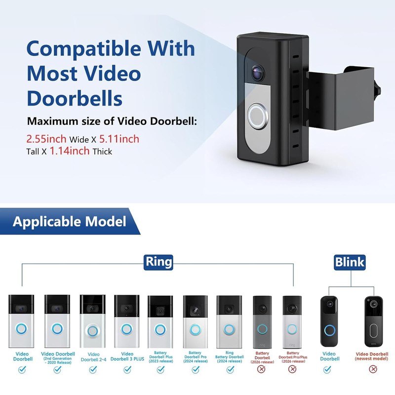 AntiTheft Video Doorbell Mount Compatible with Ring/Blink Wireless Video Door... gallery