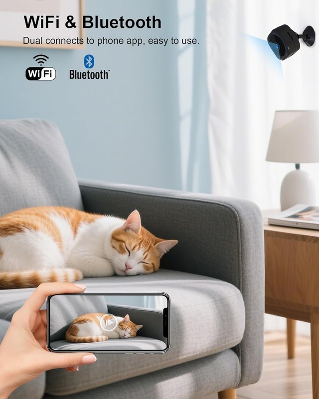 WiFi & Bluetooth Rechargeable 1080P Indoor Camera with Motion Detection Alerts gallery