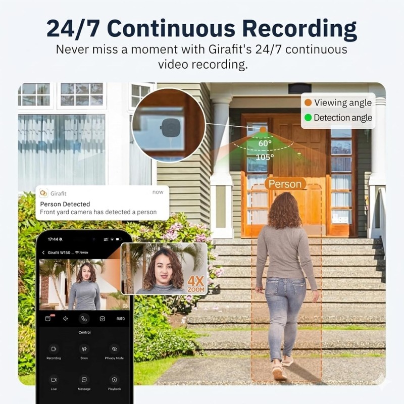 Indoor/Outdoor Window Camera 3MP 2K WiFi Security Motion Detection Night Vision gallery