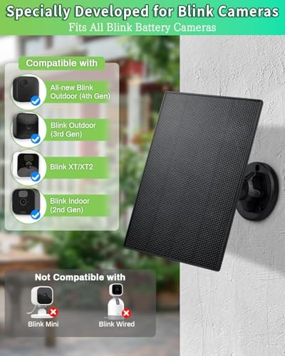 Solar Panel for Blink Camera, 3W Solar Charger Built-in 2600mAh Battery,IP65 1 gallery
