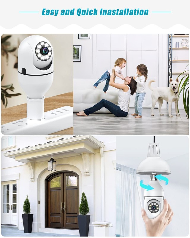 2PK Light Bulb ,360° Wireless Cameras for Home Indoor&Outdoor,Motion Detectio... gallery