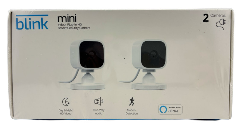 Blink Mini Compact Indoor Plug-In Smart Security Camera 2-Pack White NEW SEALED