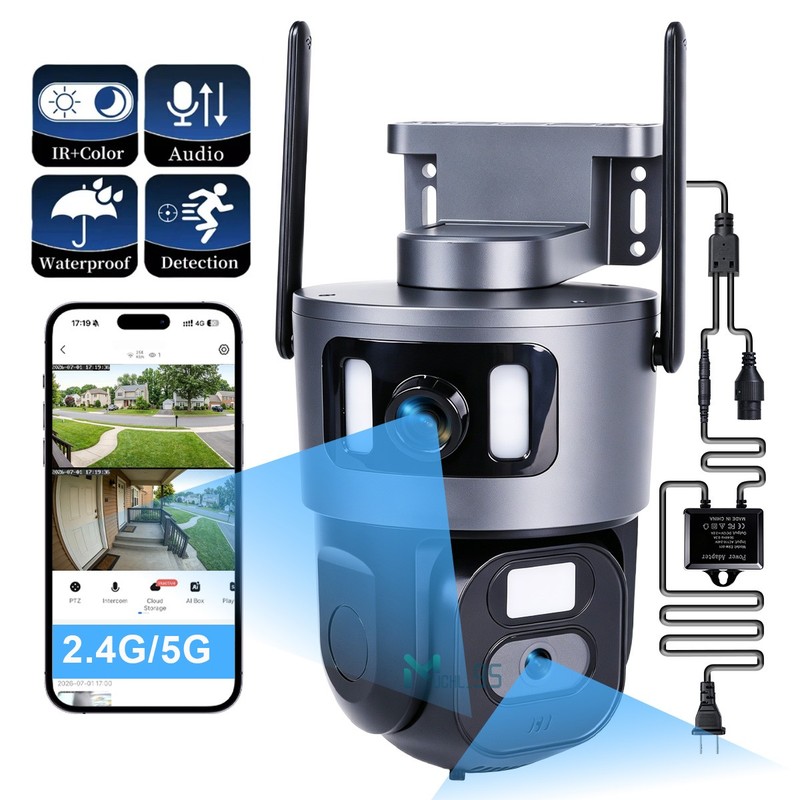 WiFi Security Camera System Outdoor Home Dual Lens PTZ Night Vision 8MP HD Cam gallery
