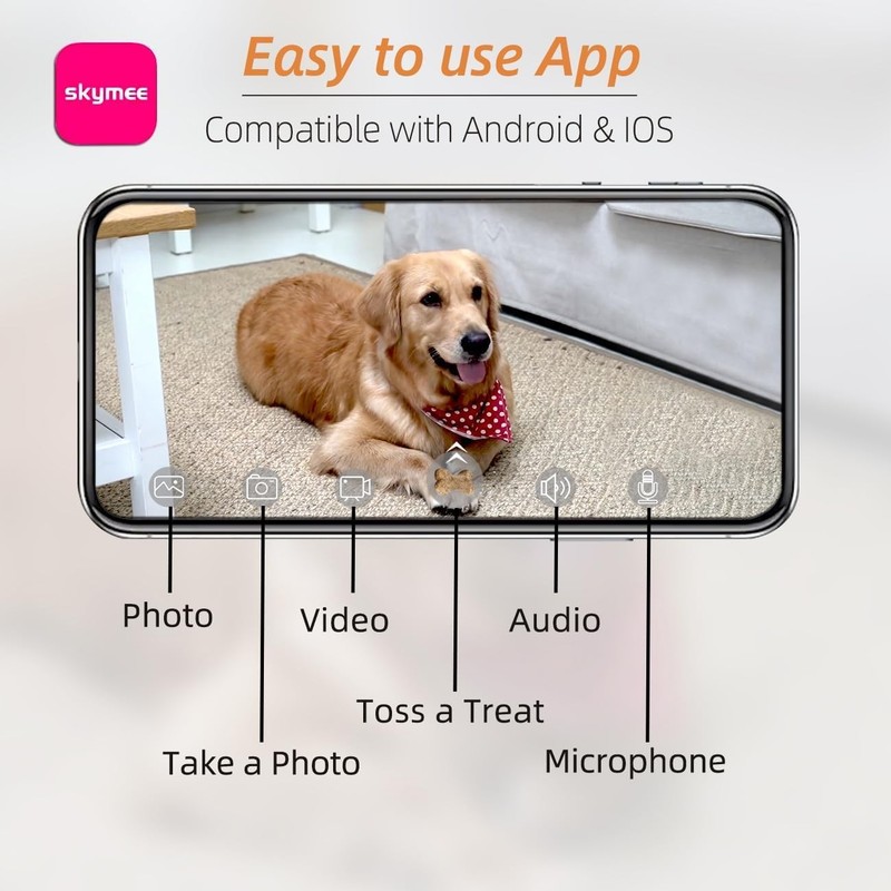 Dog Treat Dispenser, WiFi Remote Pet with -Way Audio and Night Vision, with A... gallery