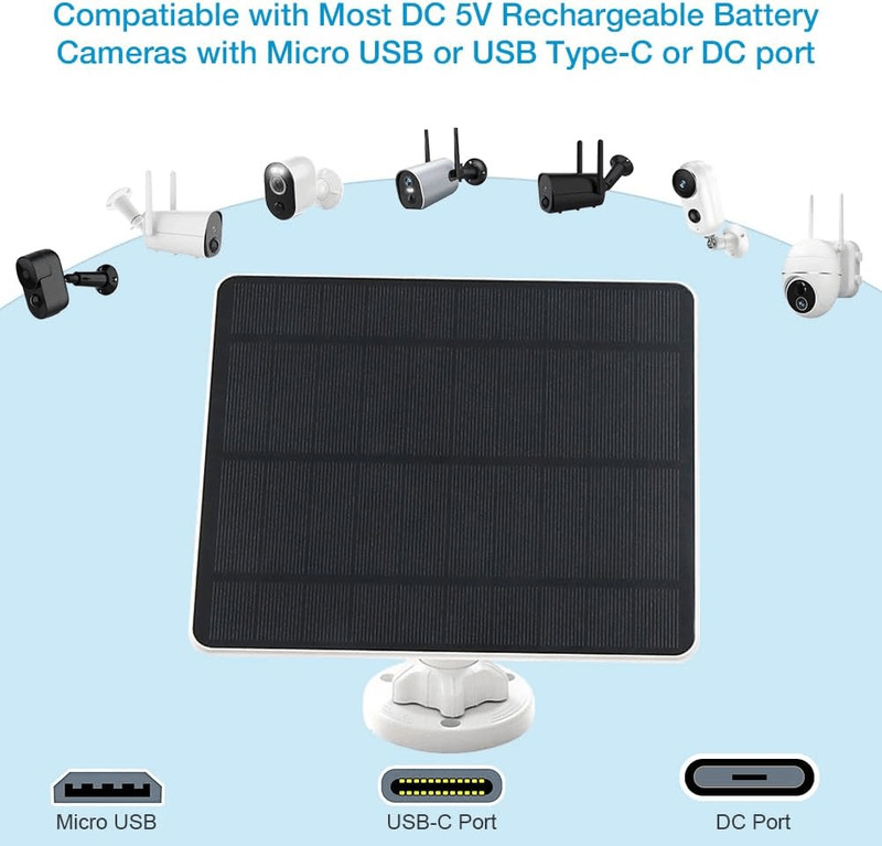 2 Pack 5W Solar Panel for Security Camera IP65 Waterproof 360° Adjustable Mount gallery