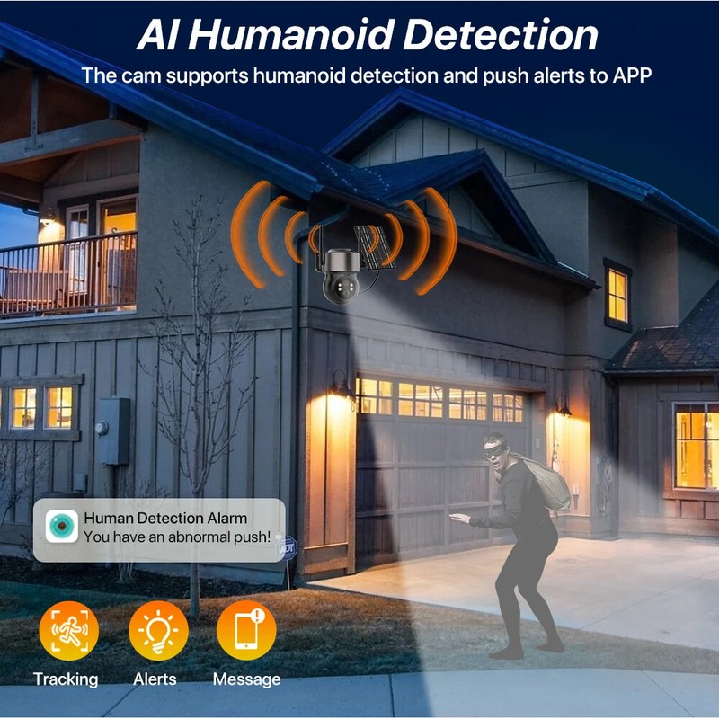 4MP Solar Camera Outdoor Security PIR Human Detection CCTV Video Surveillance gallery
