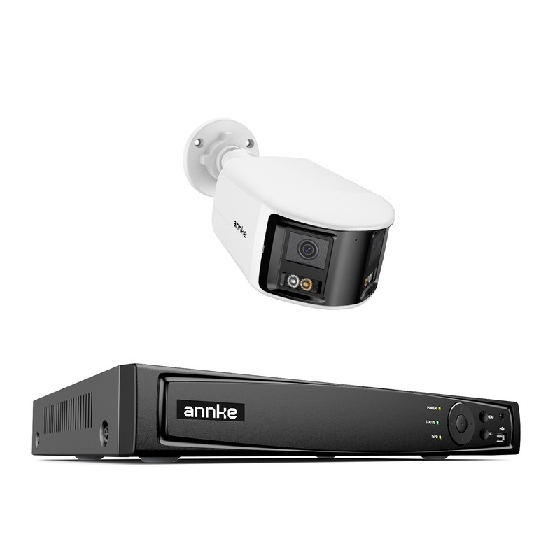 ANNKE 4K 180° Dual Lens Color POE Security Camera System 8CH NVR 2 Way Audio AI