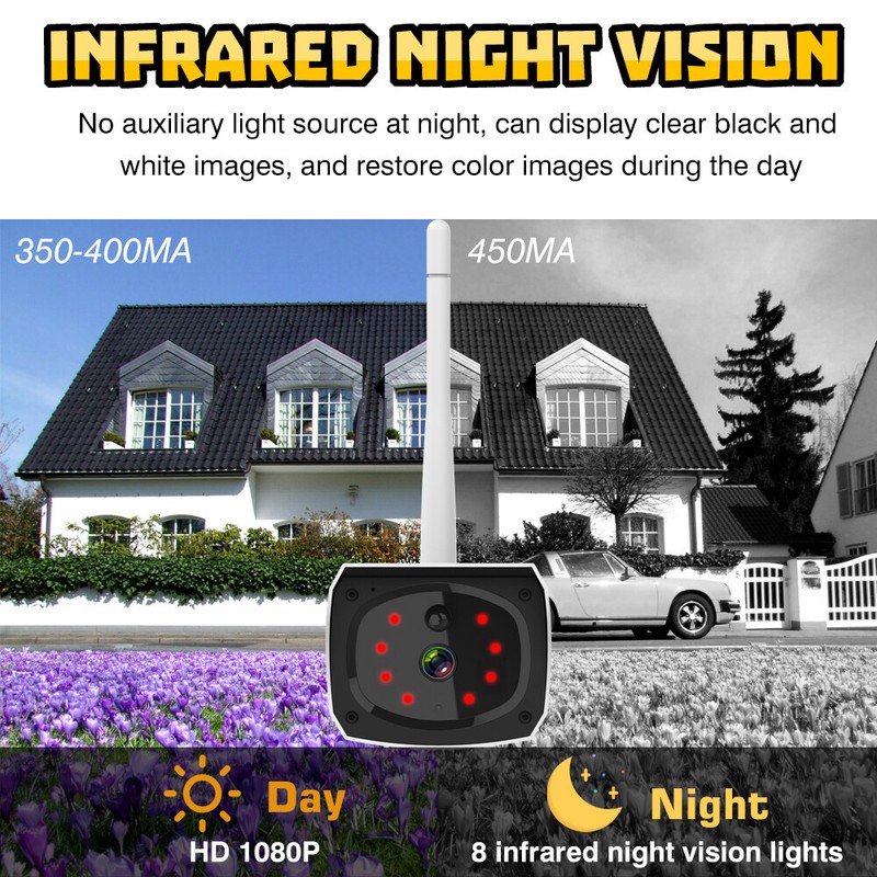 IP Camera Night Vision HD 1080P Wireless Solar Power WiFi Outdoor Home Security gallery