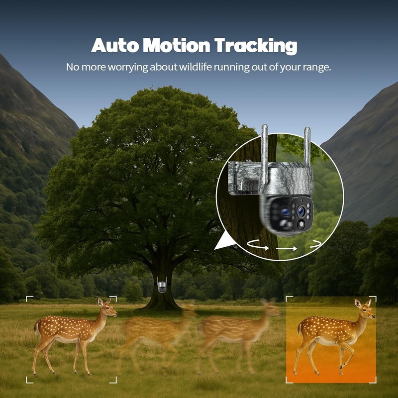 Solar Battery Powered IP Security Camera Outdoor 4G LTE 2.5K PTZ Trail Camera gallery