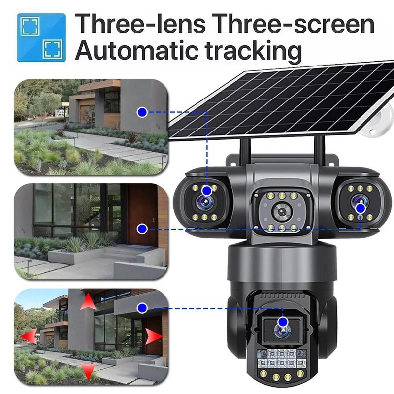 Solar HD Triple-Lens Cam – 4G, Night Vision, AOV Surveillance gallery