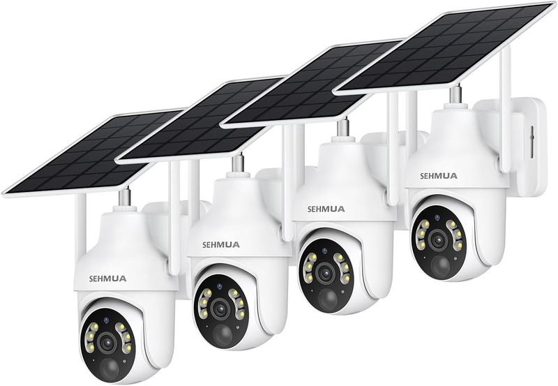 SEHMUA 2K Solar Security Cameras Wireless Outdoor, 2 Pack 360° View gallery
