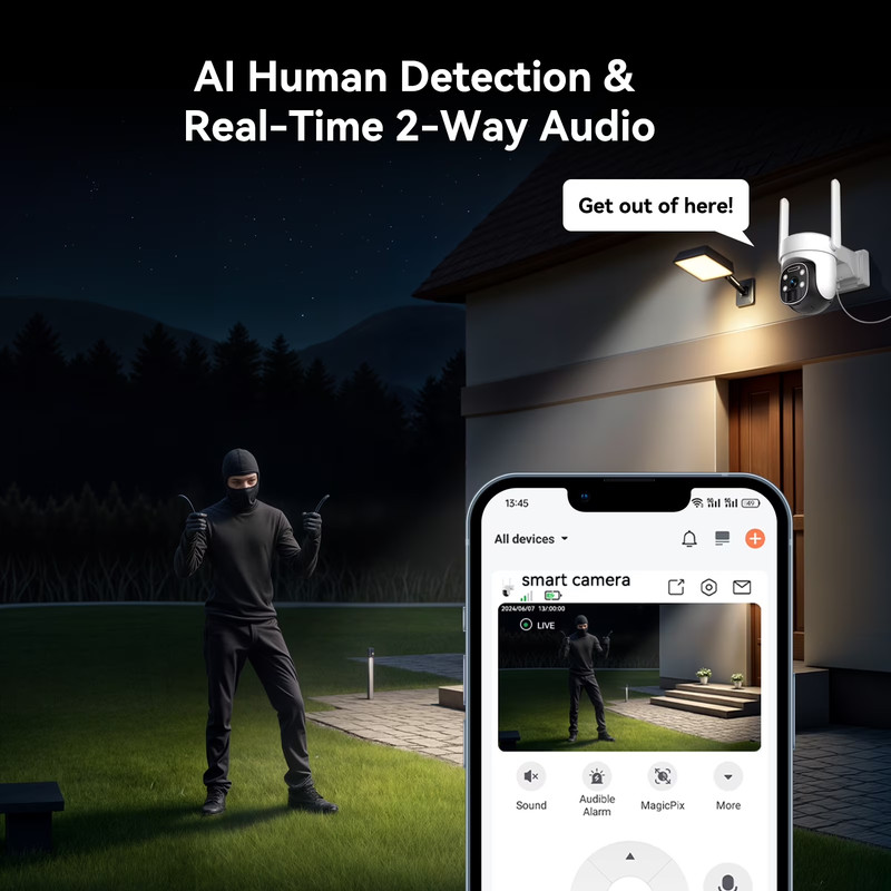 4G LTE Cellular Security Camera Outdoor with 32G TF Card, 2K No Wifi Solar Camer gallery