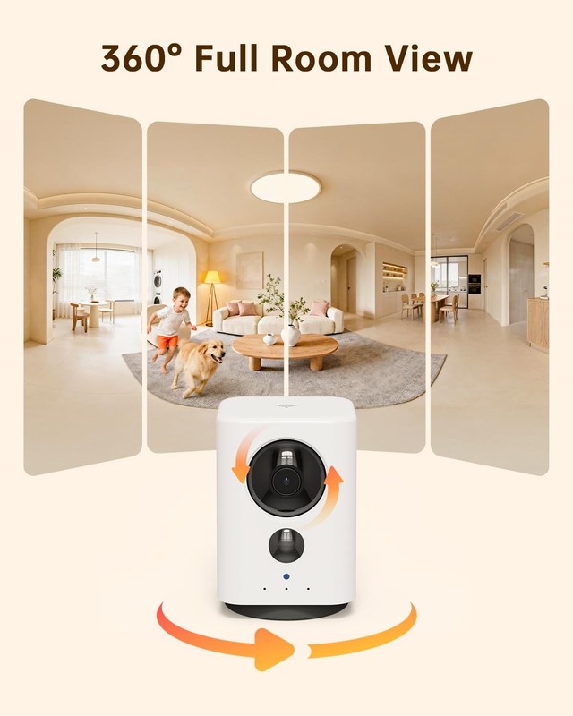 Wireless Indoor Camera: Battery Powered Pet/Dog Camera with Phone App, 360° P... gallery