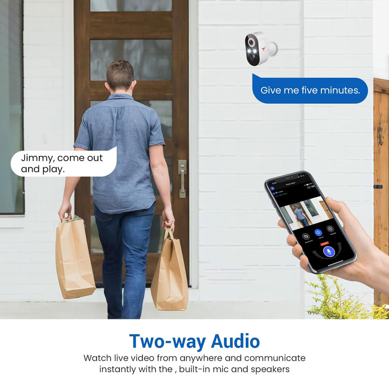 1080P Wireless Security Camera Outdoor, Battery Powered, AI Human Detection, Col gallery