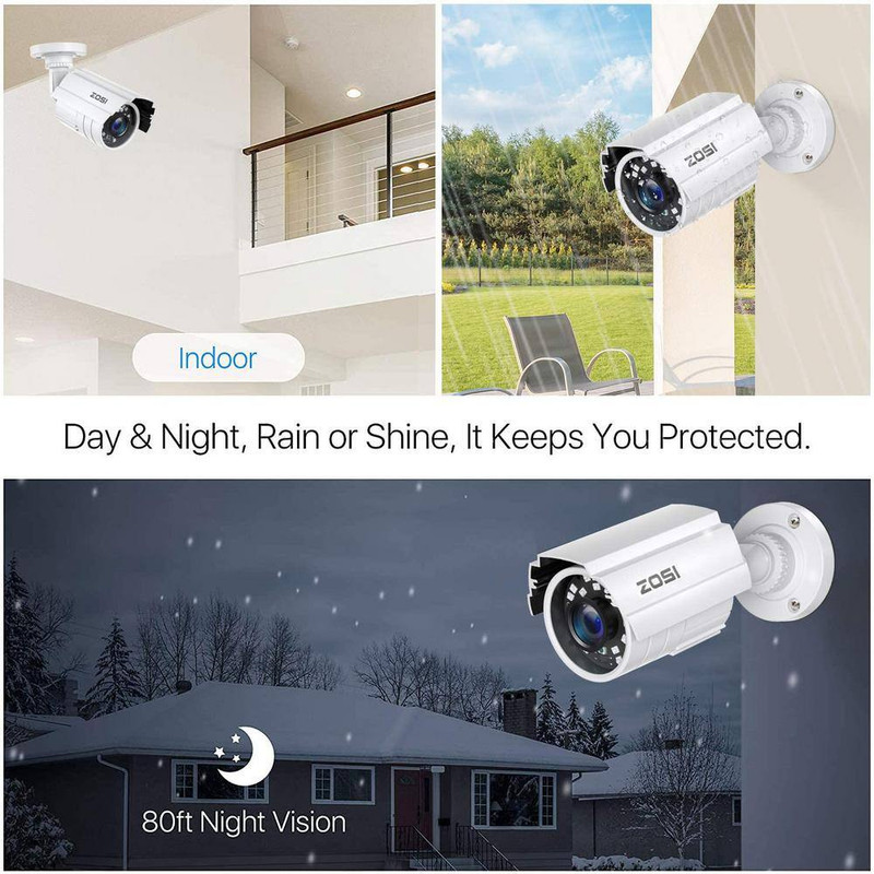 80 Ft. Wired 2MP Outdoor Bullet Security Camera Compatible with 4-In-1 HD-CVI/TV gallery
