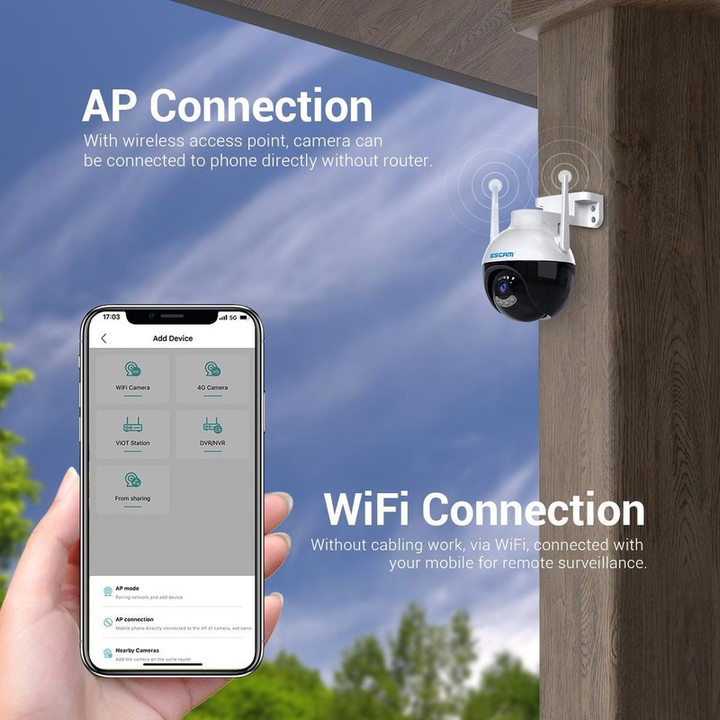 ESCAM 3MP Auto Tracking Cloud Storage outdoor WiFi IP Camera 2-Way Night vision gallery
