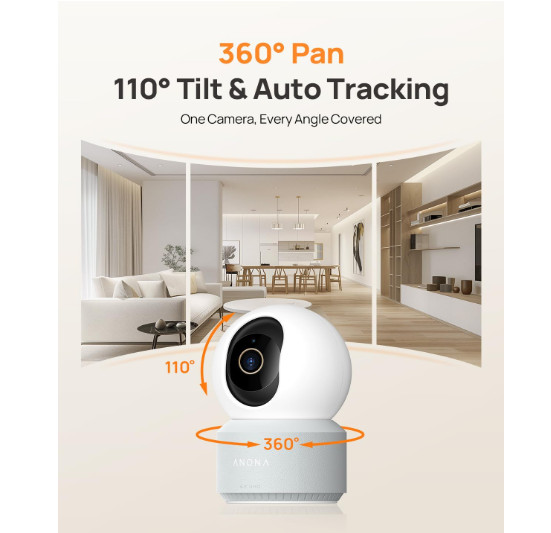 (2 Pack) Cámara interior 4K UHD 360° con seguimiento automático, WiFi dual y de gallery