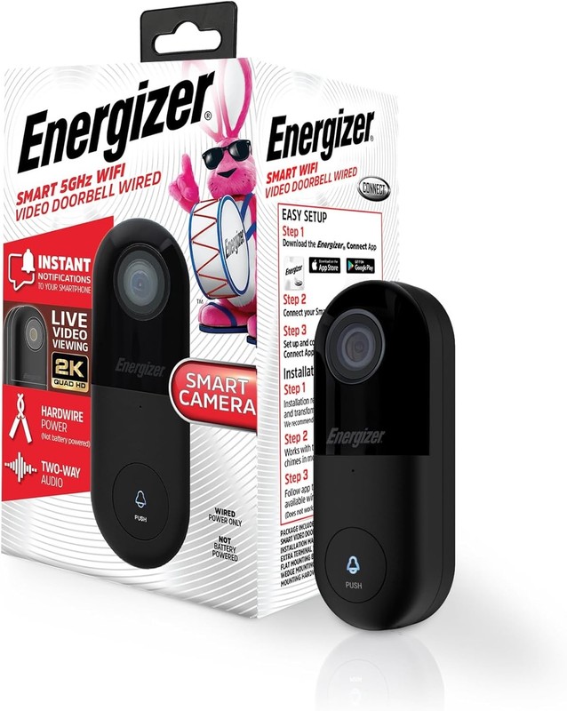 Energizer Connect Smart 2K 5GHz Wired Video Doorbell 2-Way Audio & Night Vision gallery