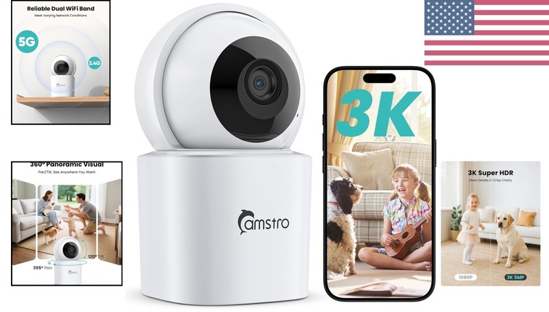 Smart 3K HD Indoor Camera - 360° PTZ, Night Vision & 2-Way Audio for Home Safety gallery