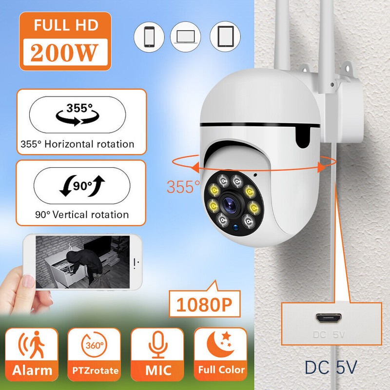 Camaras De Seguridad Para Exterior 1080P HD WIFI Inalambrica Con Vision Nocturna