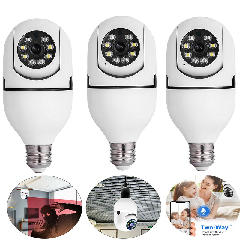 3 Pack Wireless WiFi IP Camera 360° Panoramic E27 E26 Light Bulb Camera HD 1080P gallery