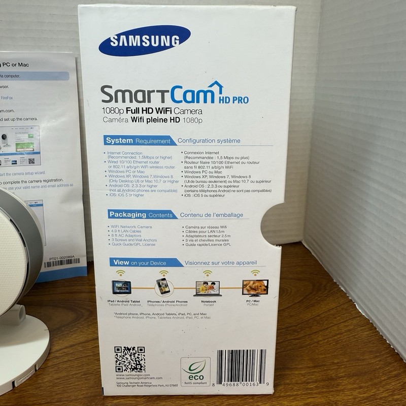 SAMSUNG SMARTCAM HD PRO 1080P HD WIFI Security Camera, Complete, w/ Box, P6410BN gallery