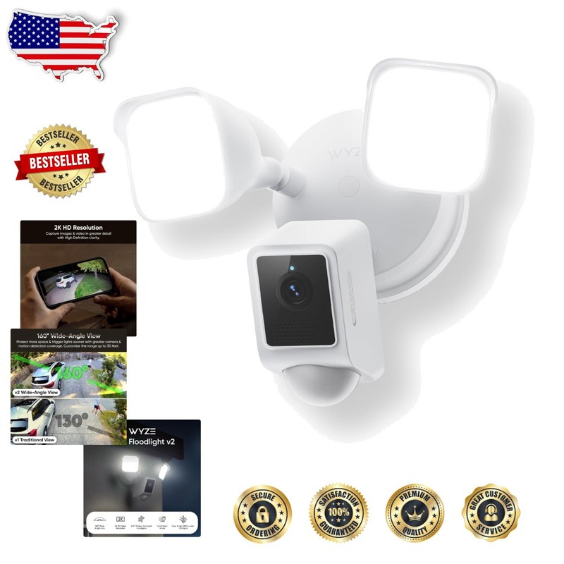 Wired Outdoor Security Camera, 2K HD, Color Night Vision, 2800 Lumen LEDs, Si…