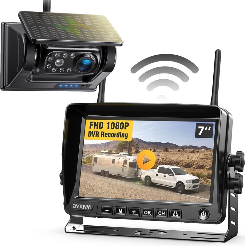 Magnetic Solar Wireless Backup Camera HD1080P 3 Mins DIY Installation DVR 7" IPS