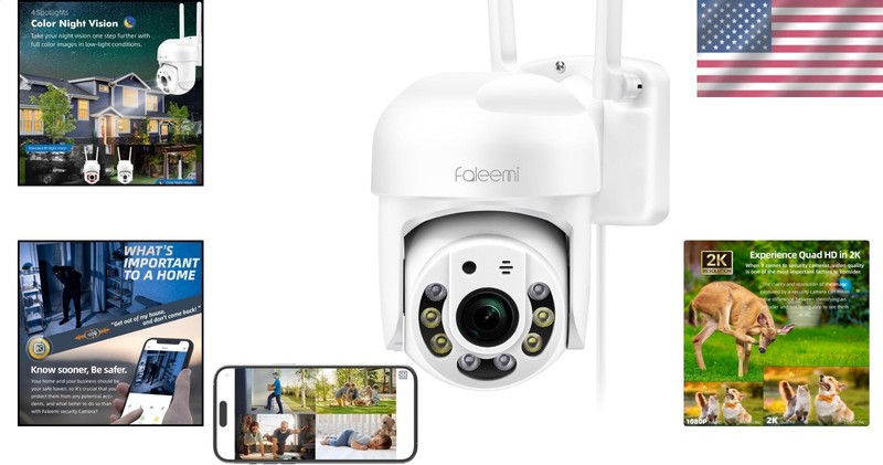 2K WiFi PTZ Security Camera Outdoor Indoor Color Night Vision AI Track Audio ... gallery