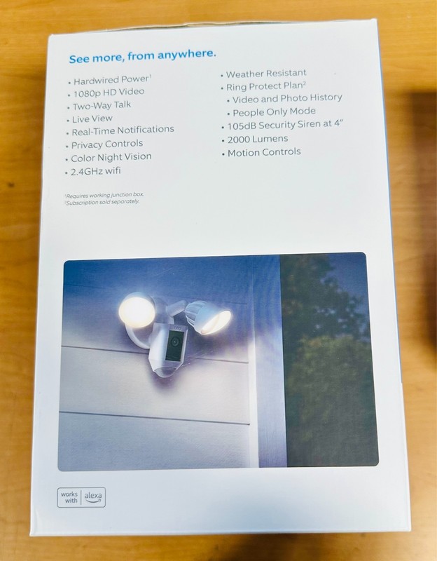 (2 PACK) Ring Floodlight Cam Wired Plus Outdoor Wired Surveillance Camera- WHITE gallery