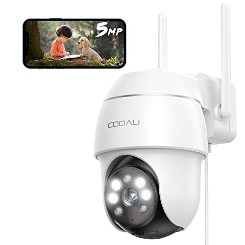 COOAU Outdoor Wireless/Wi-Fi Security Camera with 5MP/1944P Long-Range Night