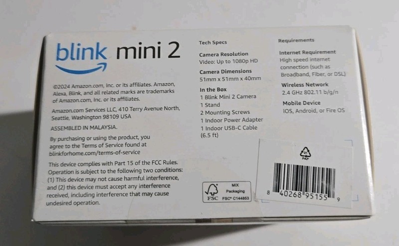 Blink Mini 2 1080p Security Camera with Built-in Mic - White gallery