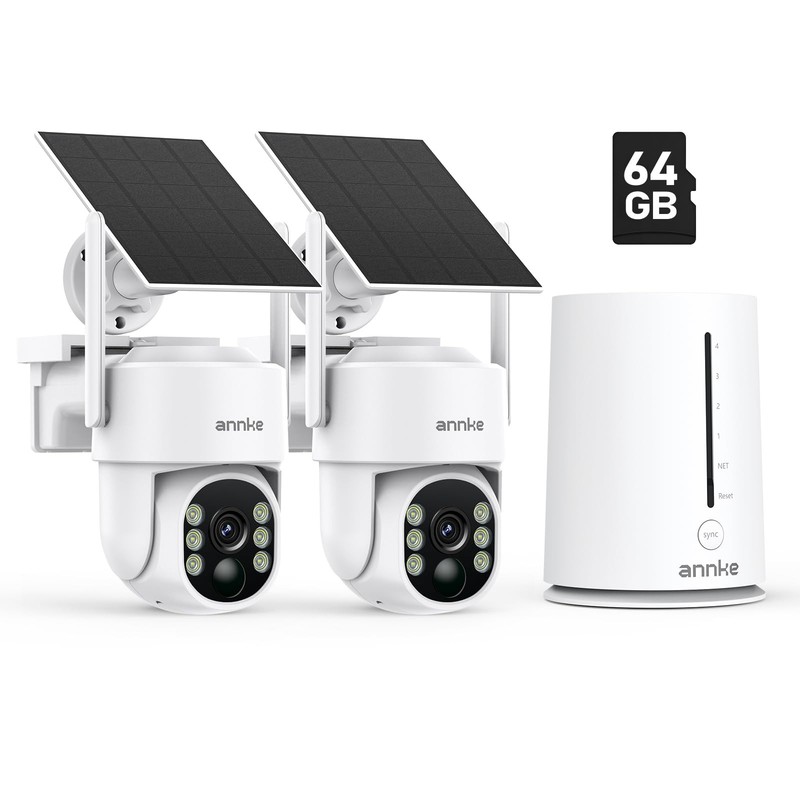 2.5K Wireless Security Camera Outdoor, 2-Cam Home Solar Camera System