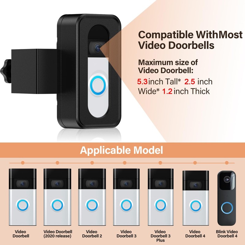 Upgrade Anti-Theft Video Doorbell Mount, Not Block Doorbell Motion Sensor, No... gallery