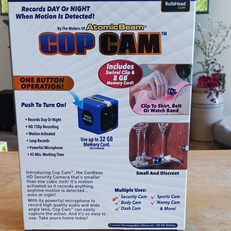 Atomic Beam Cop Cam Motion Activated 720p HD CCTV Camera Blue w/ 8GB Card gallery